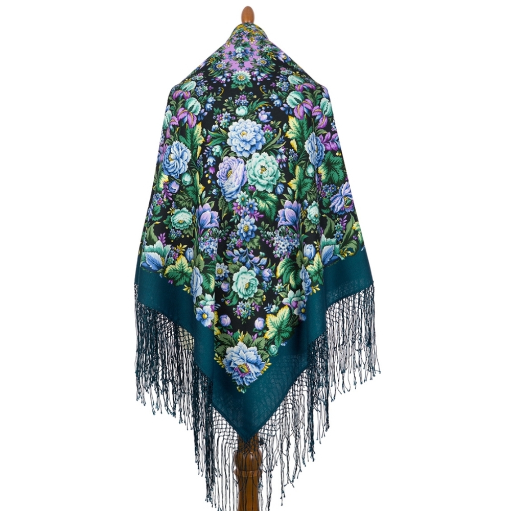 NWT🌺Authentic Pavlovo Posad Russian Wool Shawl Silk Fringe